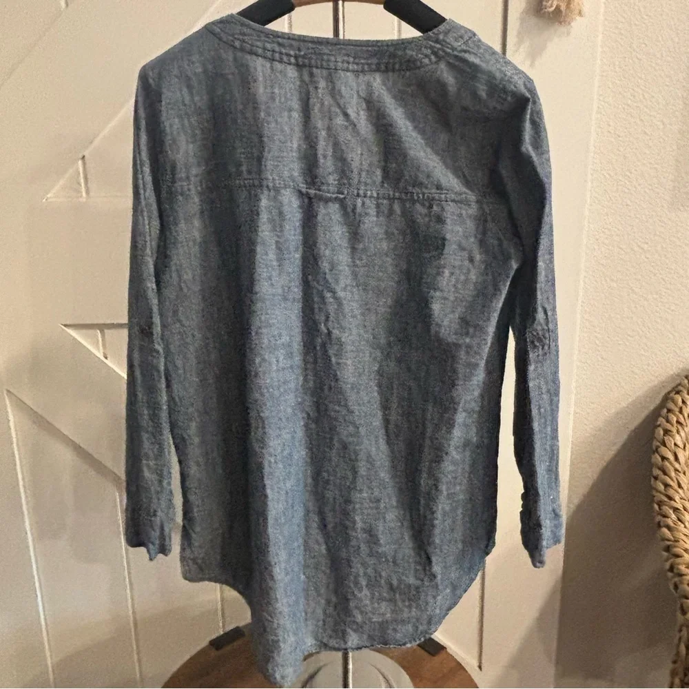 Eileen Fisher Chambray Top – Denim Blue – Petite Small – Minimalist Classic - Picture 3 of 6
